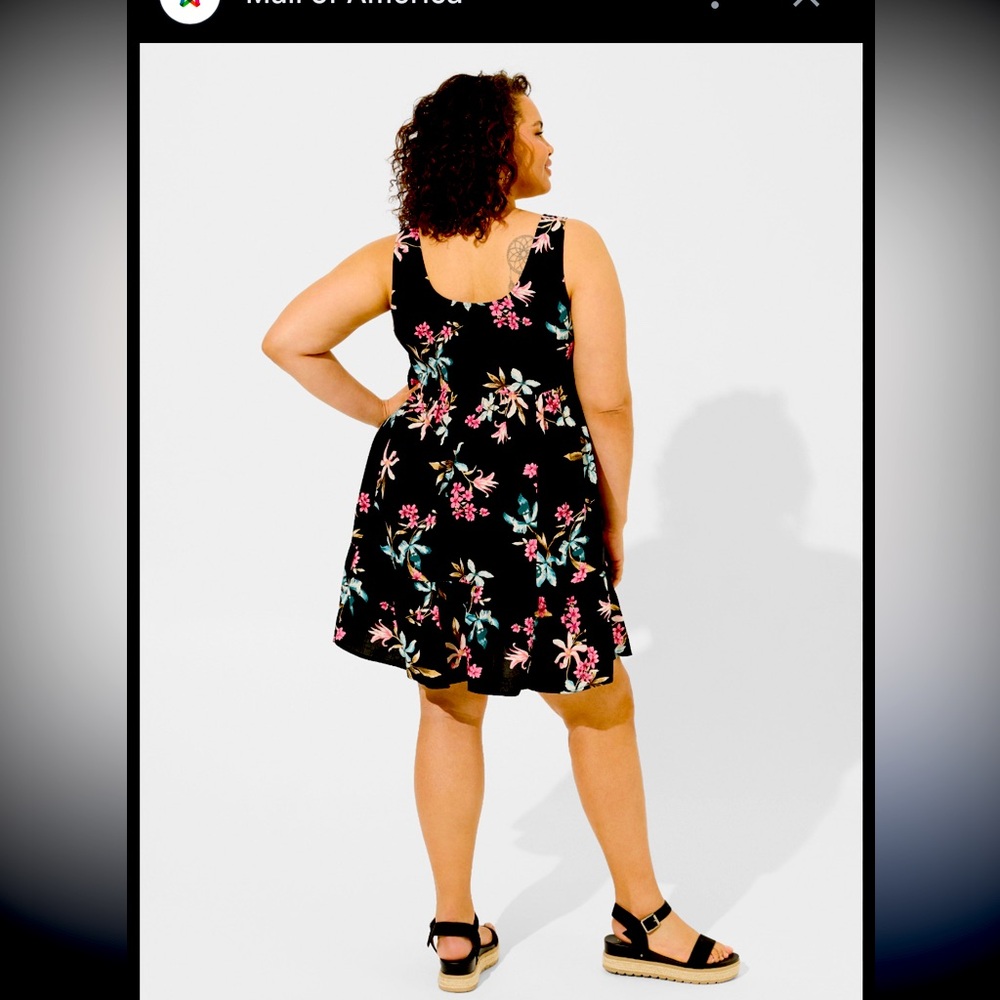 Torrid Black Dress with Pink and White Floral Design